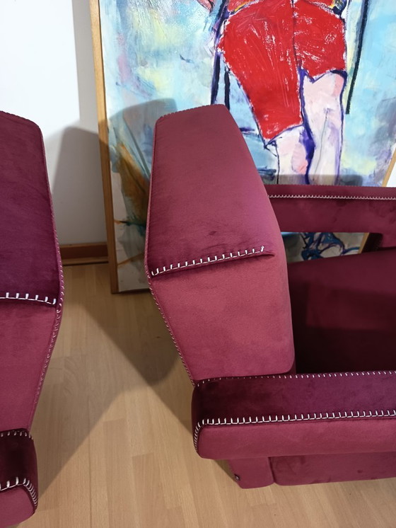 Image 1 of CASSINA 2X Poltrone 637 UTRECHT  (NUOVE MAI USATE) in Velluto 13L Ortigia/Plum con Cuciture in filo Naturale a punta Cavallo