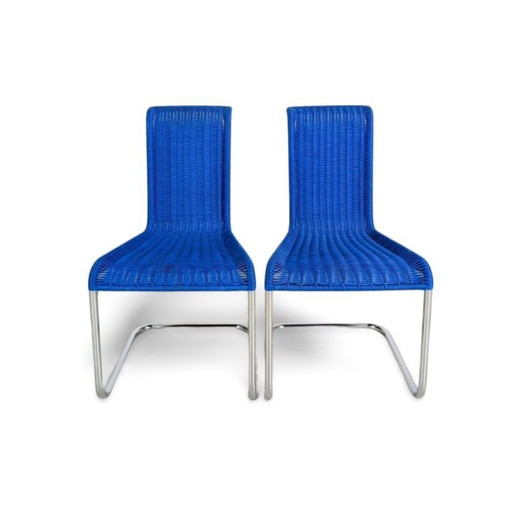Conjunto original de 2 sillas cantilever Tecta B20 Jean Prouve silla cantilever azul