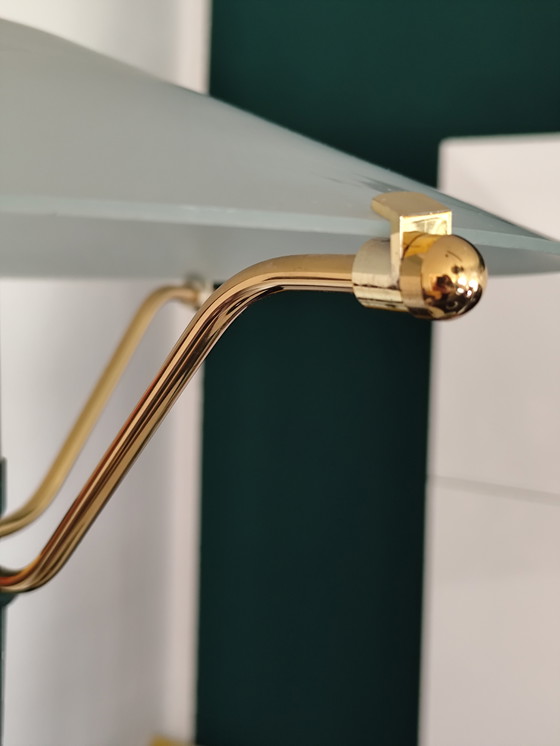 Image 1 of Lámpara de mesa posmoderna "Seta" de Wofi – latón y cristal – década de 1990