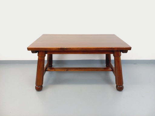 Brutalist rectangular dining table by Georges Robert in dark pine wood from the 1950s/60s