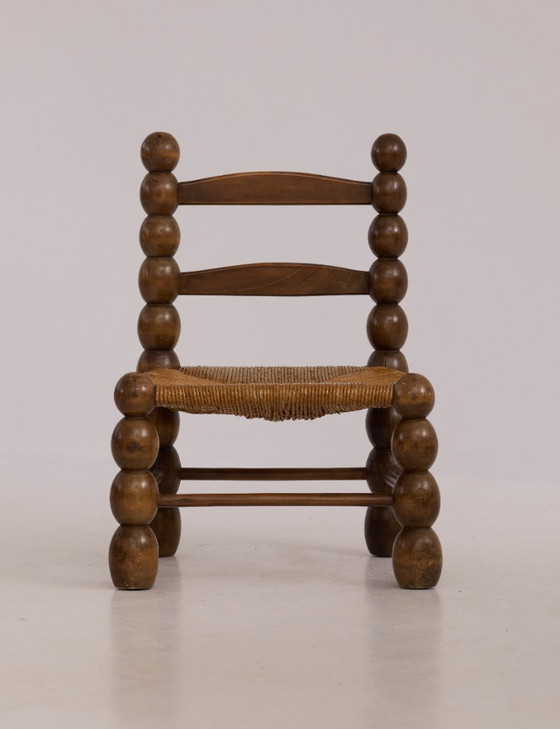 Image 1 of Low chair in solid wood (oak), vintage Dlg Dudouyt, circa 1960