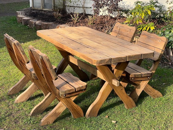 Image 1 of Robusto conjunto de jardín rústico de madera maciza con forma de tronco de árbol / cabaña