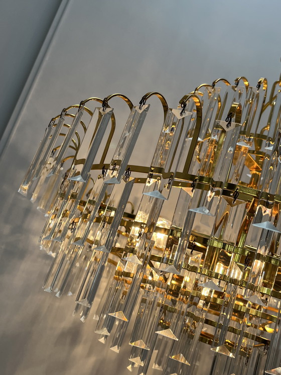 Image 1 of XL size large size hand cut Crystal Chandelier 70s mid century Style