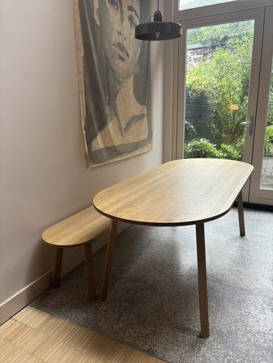 Image 1 of Due to move: Hay triangle leg lacquered oak dining table