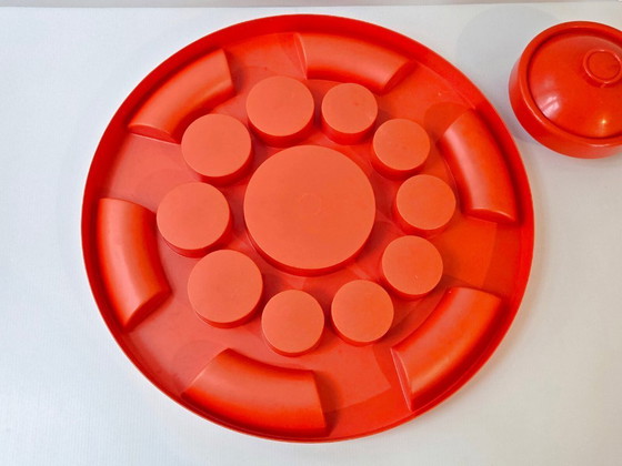 Image 1 of Grote vintage oranje plastic dienblad uit de jaren 70, Bismuth Creations Parijs jaren 70