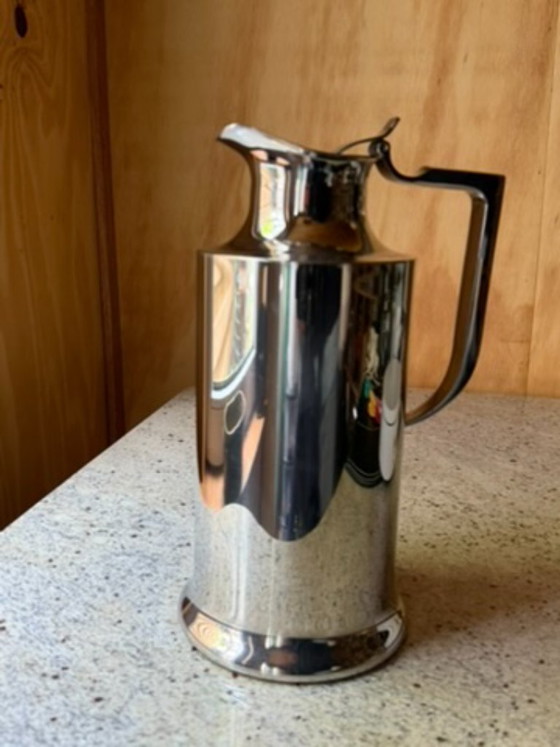 Large Vintage Balzano Laufen Stainless Steel Pitcher | Tall MCM Insulated Carafe | Mirror Polish 18/10 (photo 27 of 27)