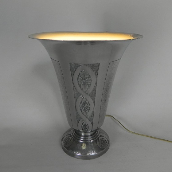 Image 1 of Art-Deco-Tischleuchte aus Aluminium, Stehleuchte, 1930er Jahre