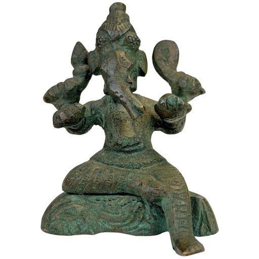 Estatua de Viaje Ganesha de Bronce Indio Antiguo – Siglos XVIII-XIX