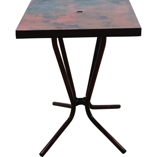 Vintage industriële metalen kolomtafel