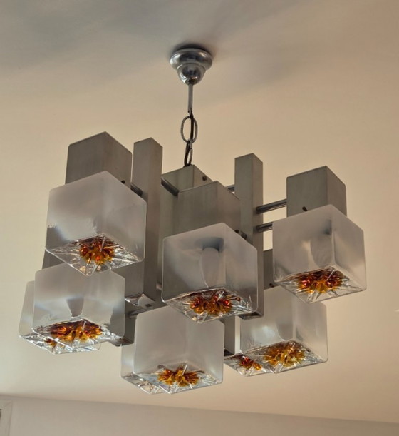 Image 1 of lustre,lampe vintage à 9 feux Scoliari pour Mazzega années 60-70