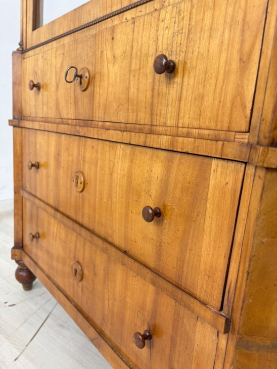 Image 1 of Vitrine Biedermeier, meuble de salon, armoire, meuble à façade en éventail, vers 1880