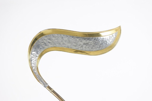 Maison Honoré. Golden brass floor lamp. Circa 1970.