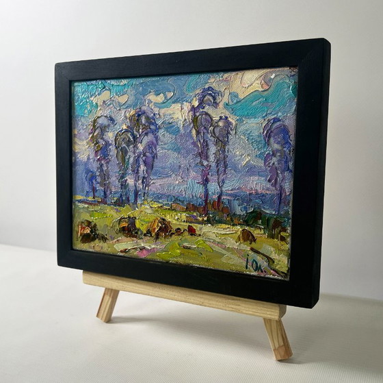 Image 1 of Original Oil Painting: Day Field Landscape - Spring Coolness Hugging the Earth
