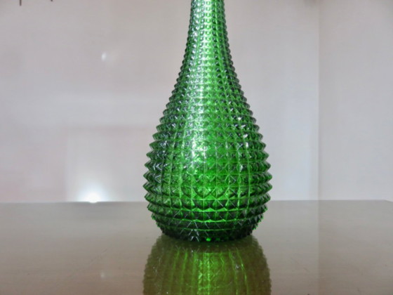 Image 1 of Empoli Italië karaf van groen diamantvormig glas