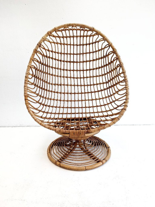 Silla huevo de ratán vintage de los años 60 – fauteuils, Bamboo (photo 2 of 6)