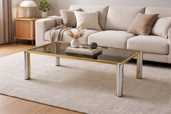 Image 1 of Tavolino da caffè vintage Belgo Chrome in cromo e vetro fumé