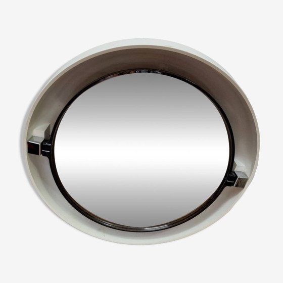 Image 1 of Specchio rotondo inclinabile con luce del 1970 (62 cm)