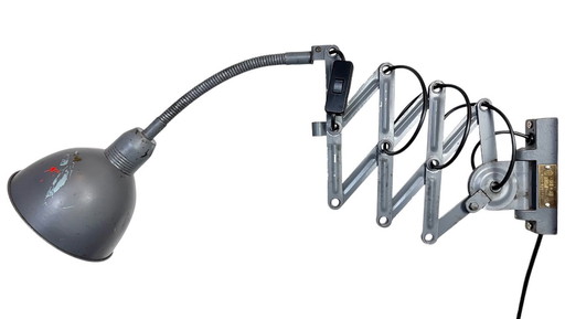 Grey Industrial Scissor Wall Lamp from Elektroinstala, 1960s
