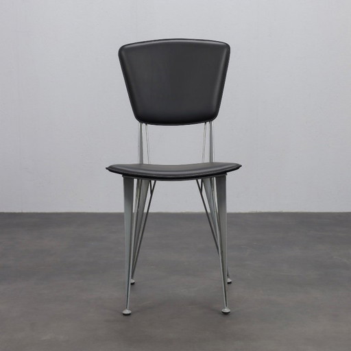 Set of 4 T38 Dining Chairs by Studio Archirivolto for Fasem, Italy, 1980s – eetkamerstoelen, Leather (photo 2 of 9)