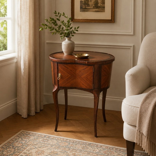 Table d’appoint style Louis XV - Marqueterie bois de rose - Epoque XIXème
