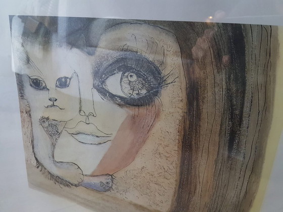 Image 1 of Zeefdruk/Tekening - Kunstenaar Lynn (1972) - Gesigneerd