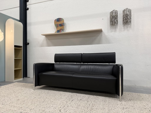 Canapé 3 places Leolux Goncharov en cuir noir – 3 5 zitsbanken, Leather (photo 2 of 12)