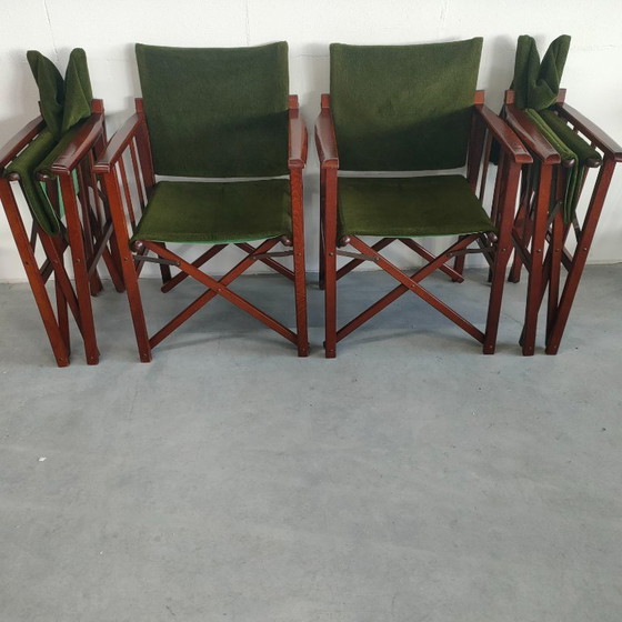 Image 1 of Unique and Rare 1950s Green Brothers 'Foldable' Directors' Chairs Bridge Table Set