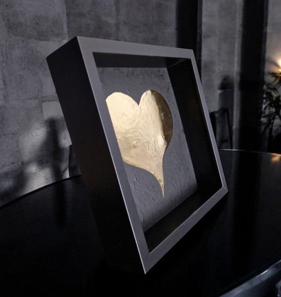 Image 1 of Cuore d'oro, opera d'arte placcata in oro 23kt con cornice, edizione limitata