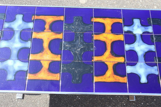 Image 1 of Vintage ceramic and steel coffee table