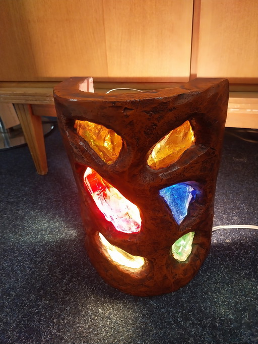 1 x brutalist wall lamp terracotta with glass 1970's