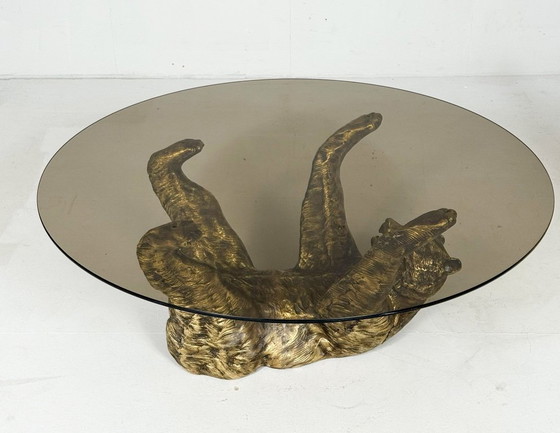 Image 1 of Tavolino scultoreo con figura di orso, Francia, anni '70