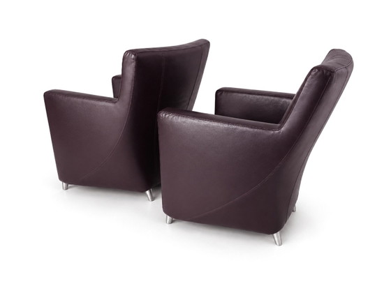 2x Leolux Dolcinea paars / plume leer, Fauteuils, Aluminium (foto 7 van 8)