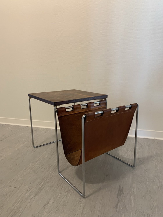 Tavolino Brabantia con portariviste – Tavolini, Pelle, Legno (photo 4 of 7)