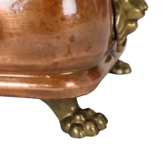 Fioriera antica in rame con piedini a zampa di leone e teste di leone, XIX secolo. – Vasi per piante, Copper (photo 7 of 14)