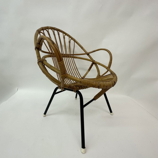 Sedia in rattan anni '60 Rohe Noordwolde 