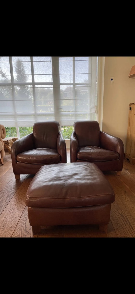 Image 1 of 2x fauteuils Molinari avec Poef Bruin