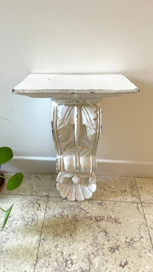 Patinated White Wall Console Shelf