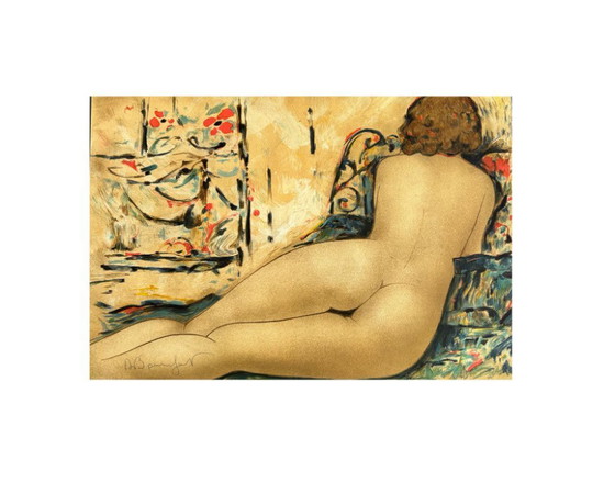 Image 1 of Lithografie eines weiblichen Aktes von Alain Bonnefoit, Frankreich, nach 2000