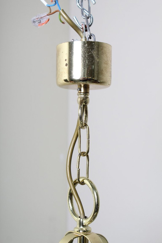 Image 1 of Vintage pendant lamp brass, glass