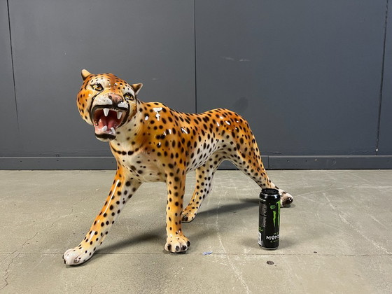 Image 1 of Grande statua di leopardo in ceramica italiana, anni '60