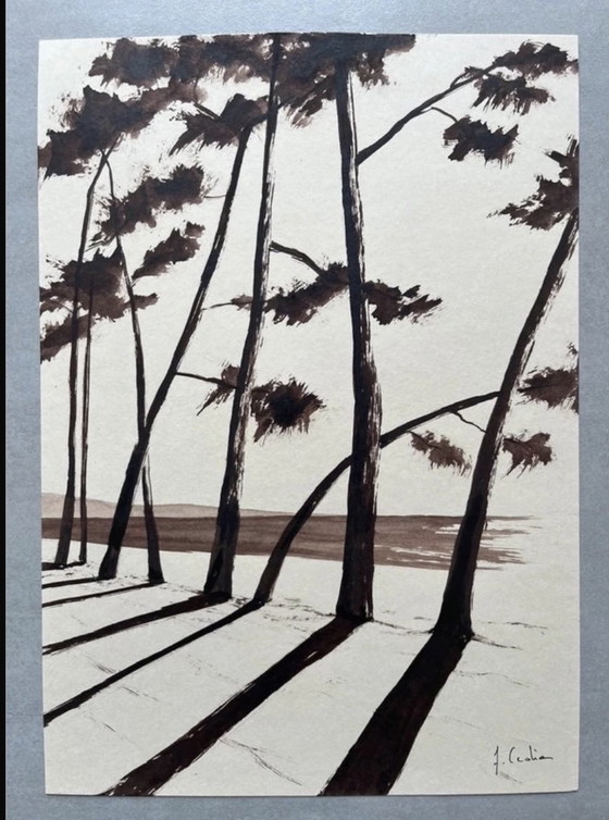 Image 1 of Ink on paper, 30x21cm, framed.