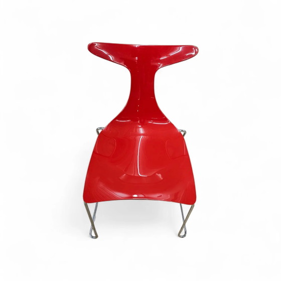 6 x Delfy chair by Gino Carollo for Ciacci Kreaty / Italy 1990s / 2 x red - 4 x black (photo 4 of 19)