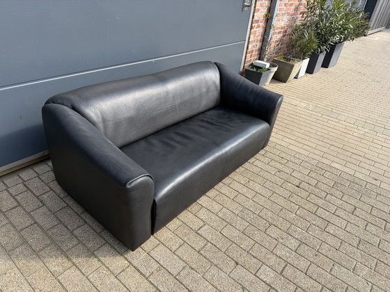 Image 1 of De Sede DS47 3-Sitzer in Büffelleder 5 mm NECK Schwarzes Leder, ausziehbarer Sitz