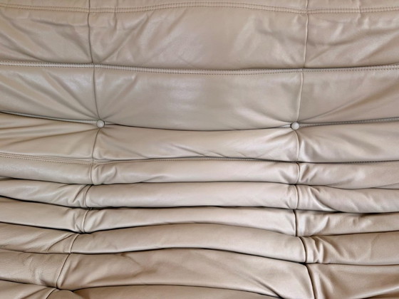 Canapé d'origine Ligne Roset en cuir Togo — Ensemble 4 pièces — Diva Lin/Indigo — avec documentation (photo 6 of 15)