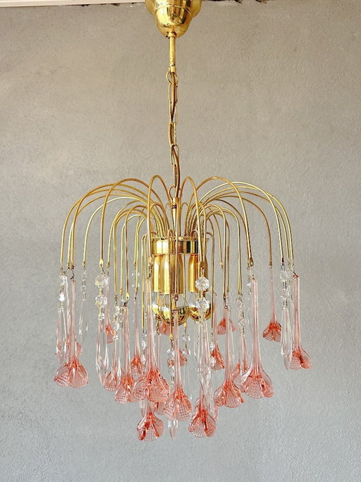 Vintage roze bloemen kroonluchter