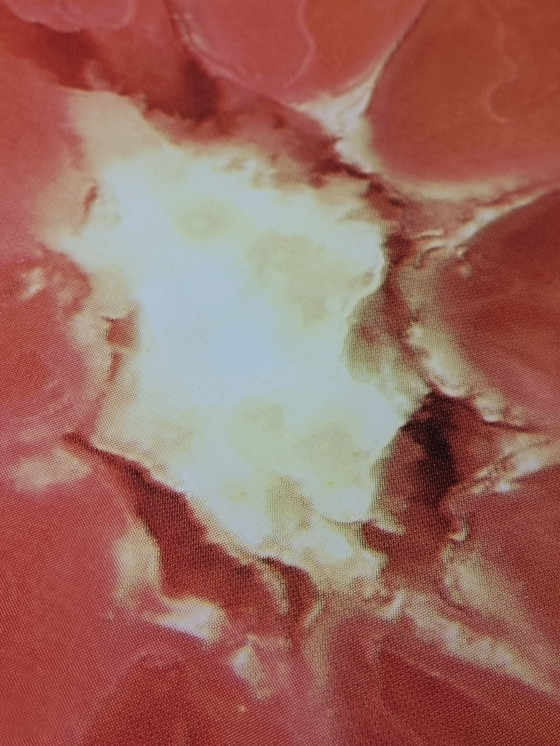 Image 1 of Tavolo vintage arancione con piano in vetro e gambe in metallo, Mid Century, Spaceage