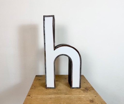Vintage Illuminated Advertising Letter H , 1960s