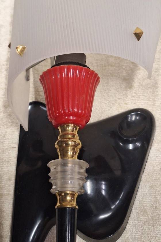 Pair of Pierre Guariche Wall Lights, France 1950s-60s, Plastic, Plexiglass, Red (photo 6 of 8)