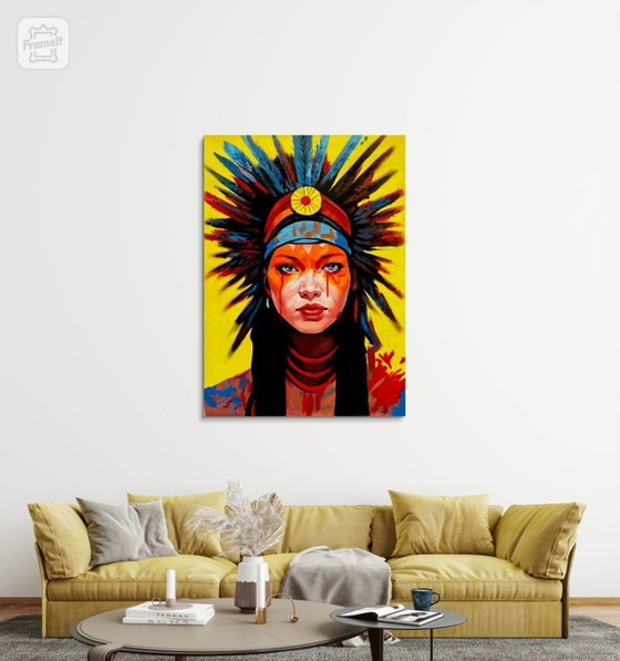 Image 1 of Alberto Ricardo - Unique Indian Face - Artist's Canvas Under Glass