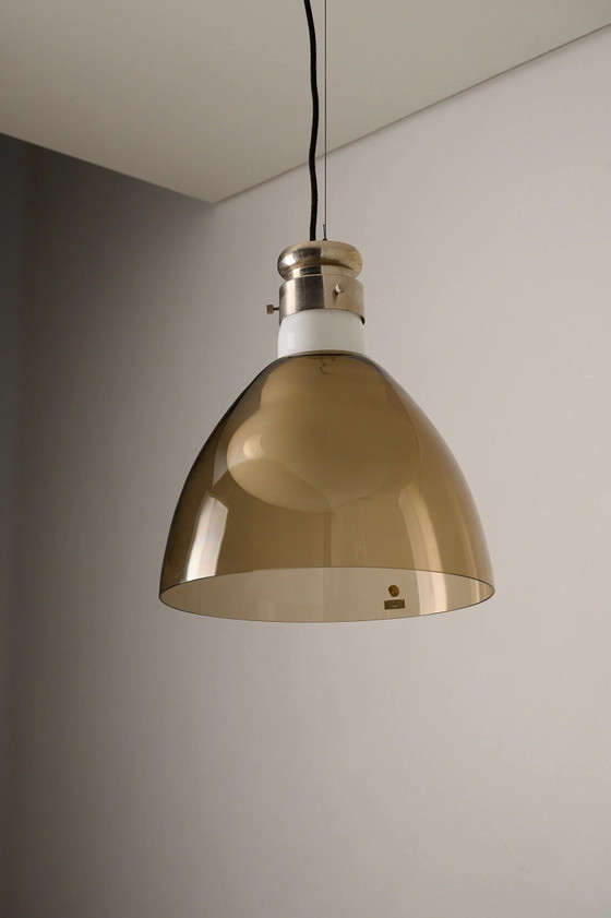 Space Age Blown Glass Pendant Lamp by Vistosi, Italy, 1970s, Ceiling lights, Aluminium (photo 9 of 10)